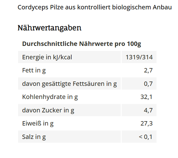 Bio Pilzpulver Cordyceps