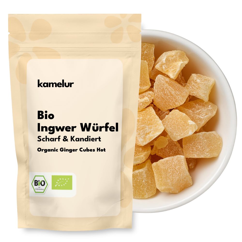 Bio Ingwer Würfel scharf, kandiert