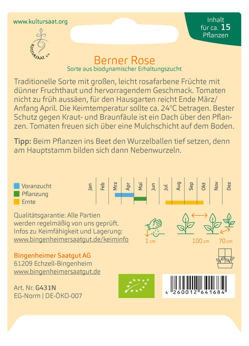 Bingenheimer Saatgut Fleischtomate Berner Rose