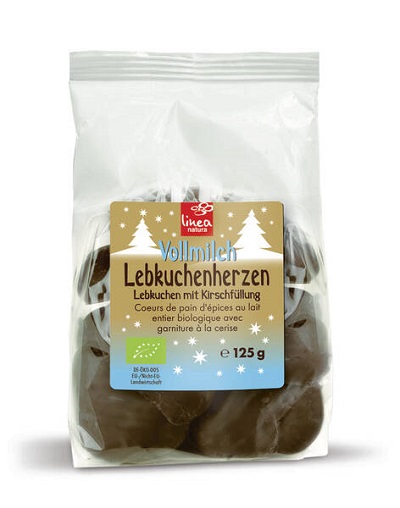 Bio Lebkuchenherzen Vollmilch mit Kirschfüllung