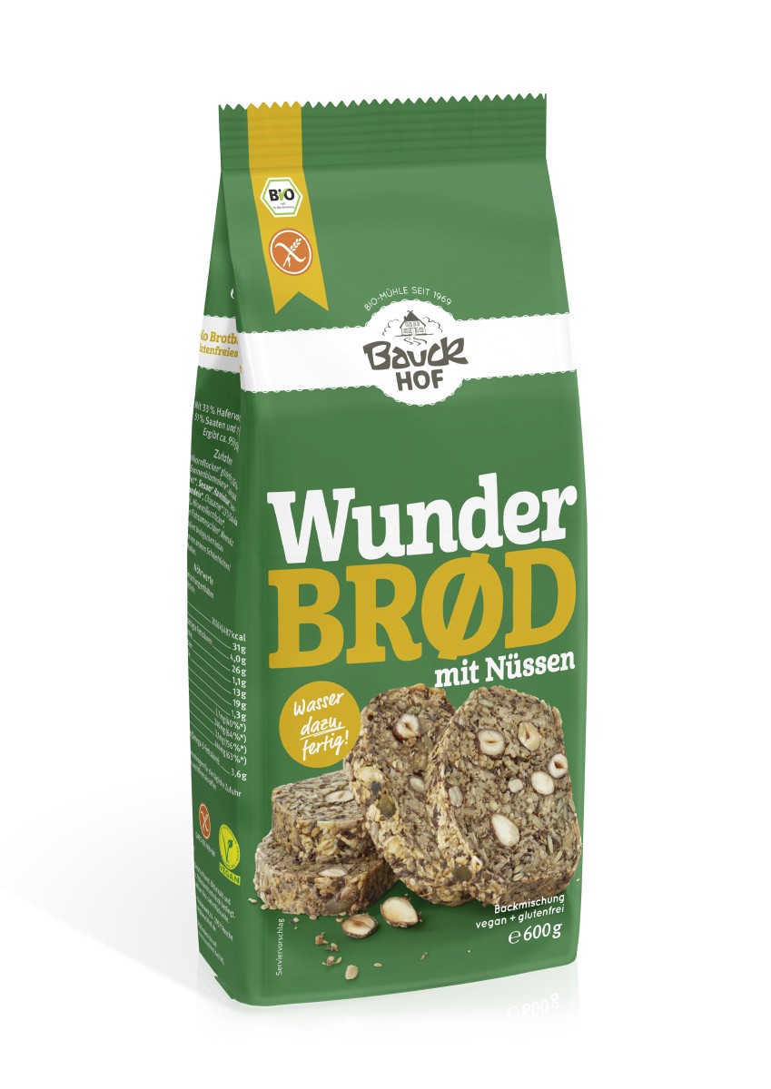 Bauckhof Wunderbröd mit Nüssen glutenfrei Bio