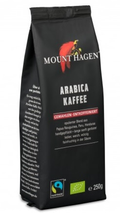 Café torréfié bio décaféiné, moulu, 250g