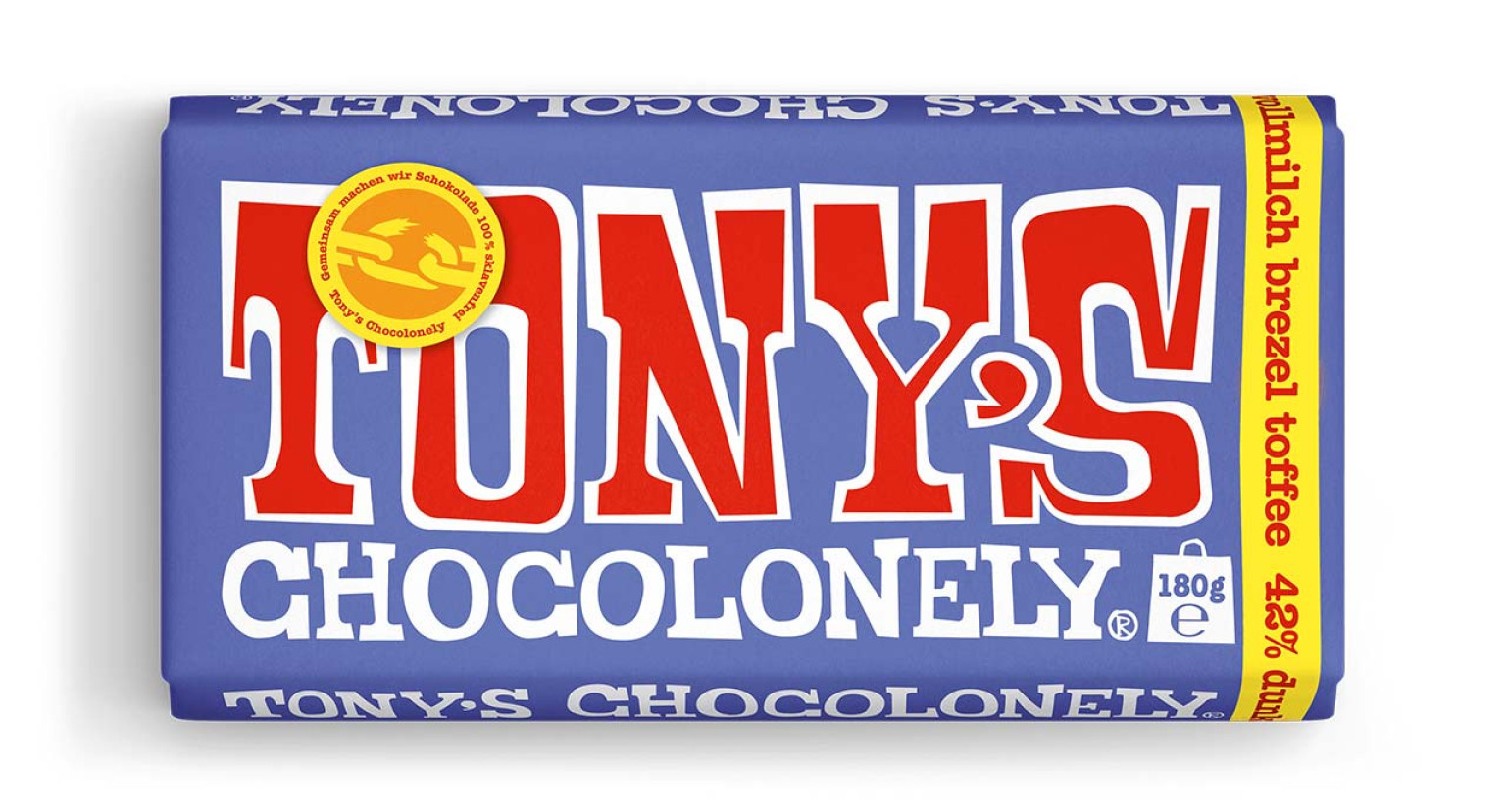 Tonys Dunkle Vollmilchschokolade 42% Brezel Toffee
