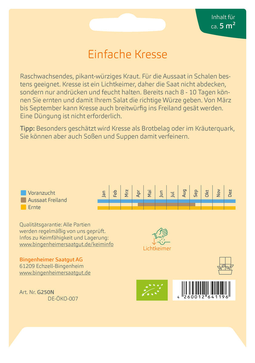 Bingenheimer Saatgut Einfache Kresse
