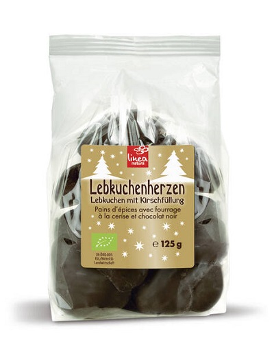 Bio Lebkuchenherzen Zartbitter mit Kirschfüllung
