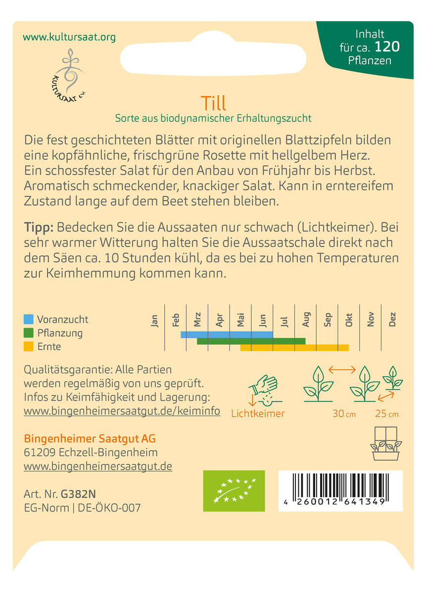 Bingenheimer Saatgut Eichblattsalat Pflücksalat