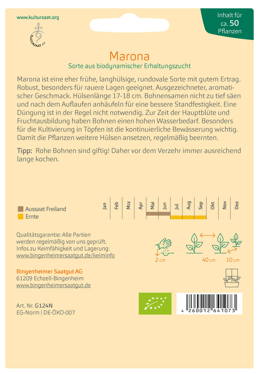 Bingenheimer Saatgut Buschbohne Marona